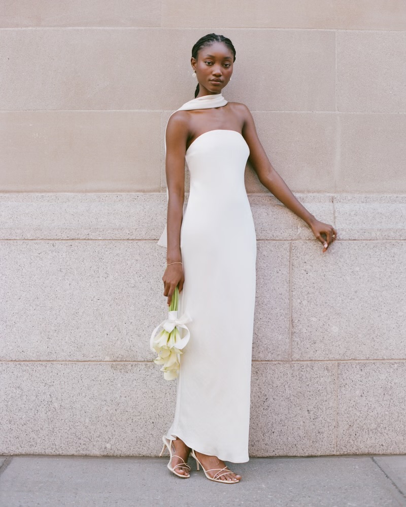 Julia Slip Strapless Scarf Maxi Dress | rowely